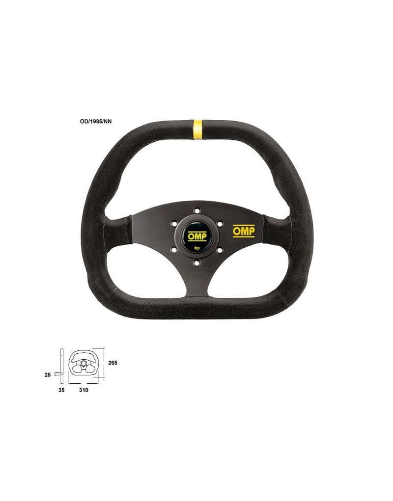OMP KUBIC MOTORSPORT STEERING WHEEL FLAT BOTTOM 310X265MM DIAMETER