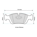 PBS PRORACE FRONT BRAKE PADS FOR BMW 3 SERIES (E36) 320 (2.0) COUPE 92-99