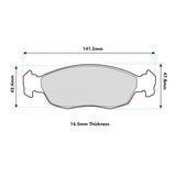 PBS PRORACE FRONT BRAKE PADS FOR CITROEN SAXO 1.4 00-03