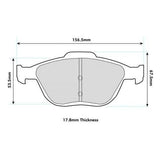 PBS PRORACE FRONT BRAKE PADS FOR FORD FIESTA (MK6) 2.0 ST 04-08