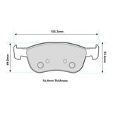 PBS PRORACE FRONT BRAKE PADS FOR FORD FIESTA (MK7) 1.6 TURBO ST 12-17