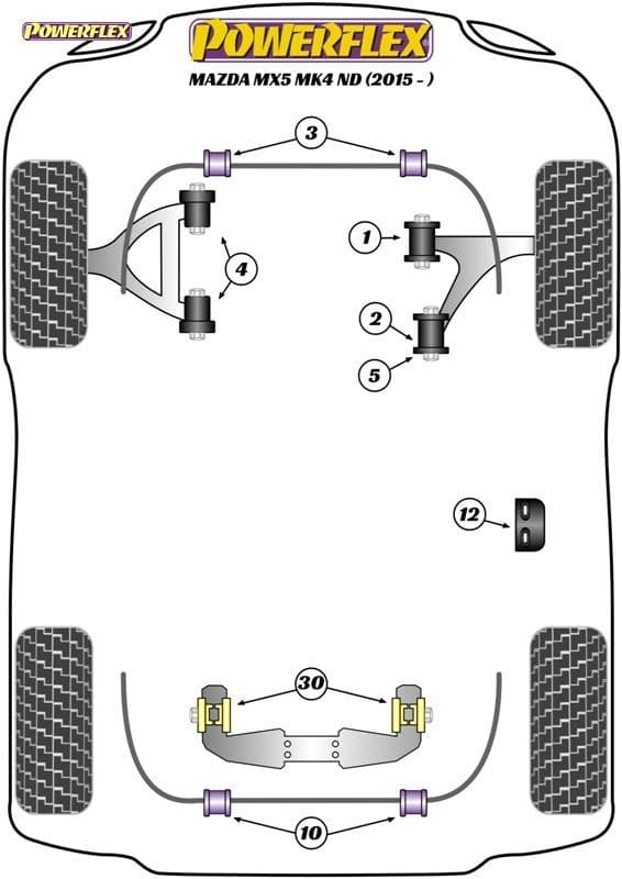 POWERFLEX BLACK FRONT LOWER ARM REAR BUSH INSERT MAZDA MX-5, MIATA, EUNOS MK4 ND (2015-)