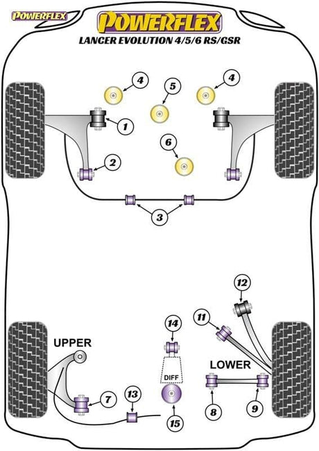 POWERFLEX BLACK FRONT LOWER DIFF MOUNT MITSUBISHI EVO X CZ4A 10/07 - 05/16 PFF44-108BLK