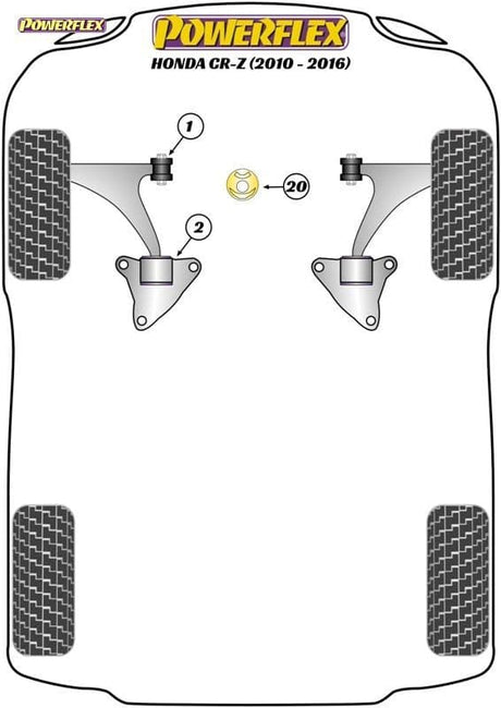POWERFLEX BLACK FRONT WISHBONE REAR BUSH HONDA CR-Z 2010 - 2016