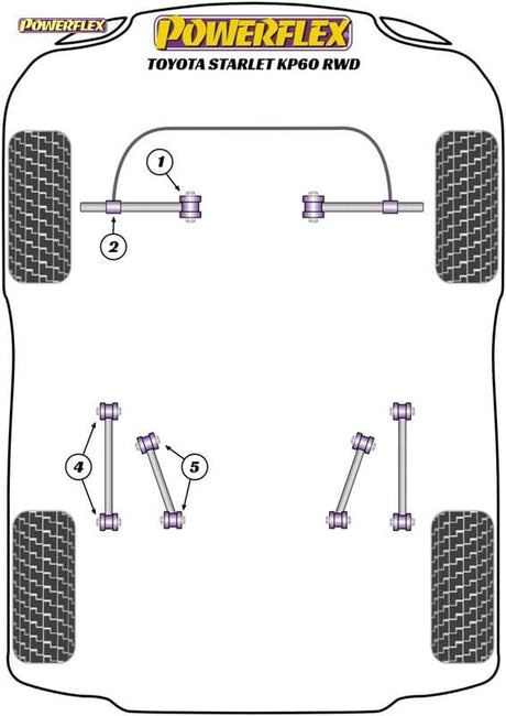 POWERFLEX FRONT ARM OUTER BUSH TO ROLL BAR TOYOTA STARLET KP60 RWD